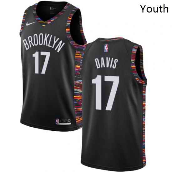 Youth Nike Brooklyn Nets 17 Ed Davis Swingman Black NBA Jersey 2018 19 City Edition